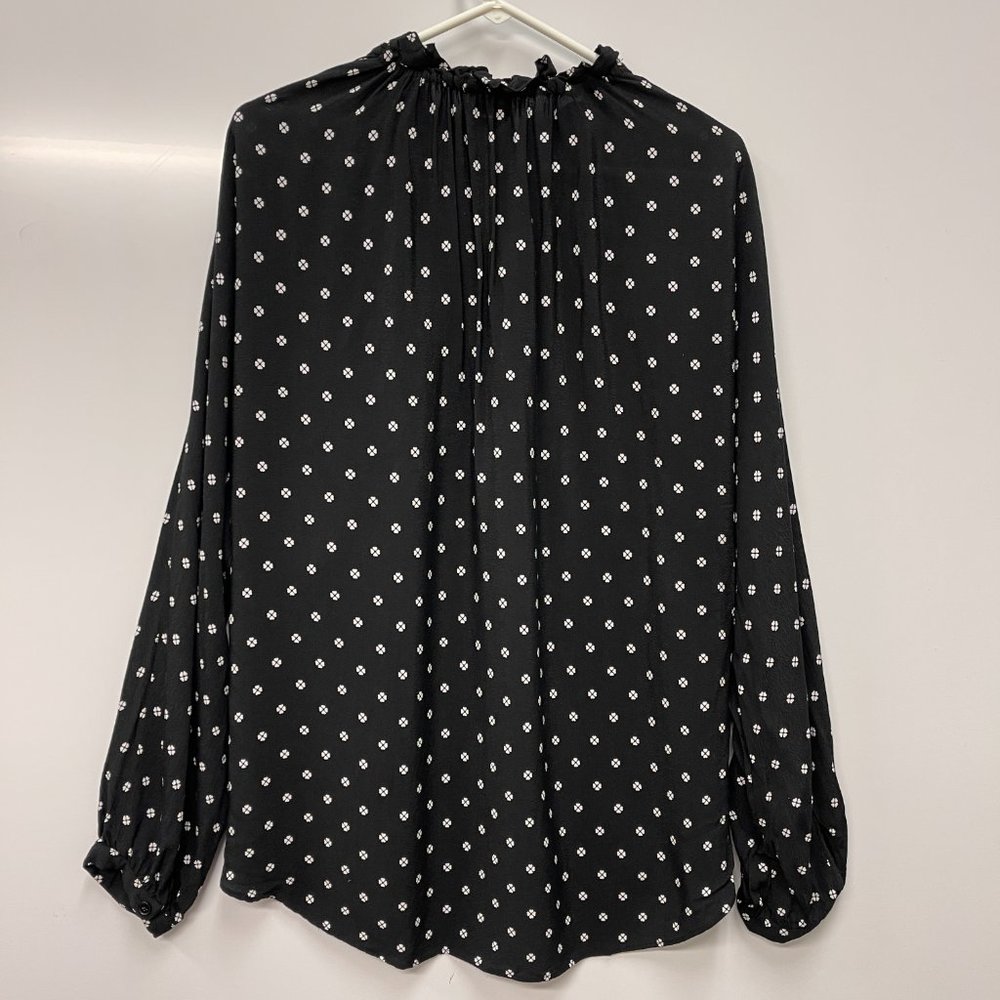 Kate Spade Long sleeve double tie front high low clover heart blouse Sz L - Picture 6 of 7